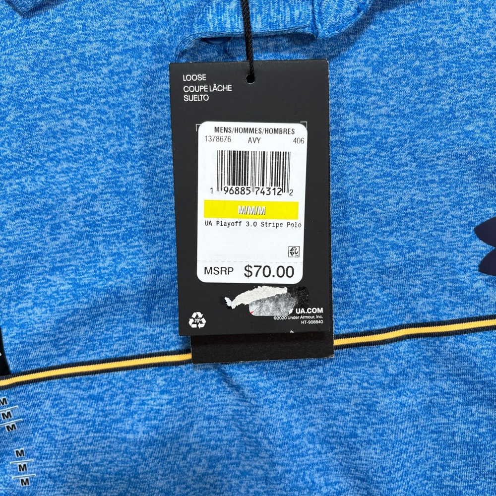 NWT Men's Size Medium Under Armour Playoff 3.0 Stripe Golf Polo Shirt - Picture 7 of 8